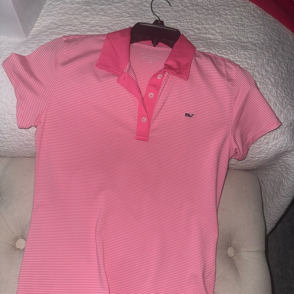 Women's Pink Striped Vineyard vines Polo Shirt
